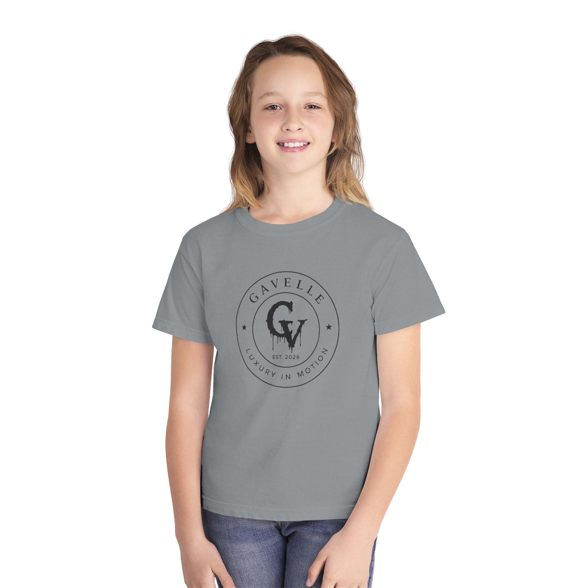 Gavelle Youth Tee — Classic Circular Logo "GV" Luxury in Motion