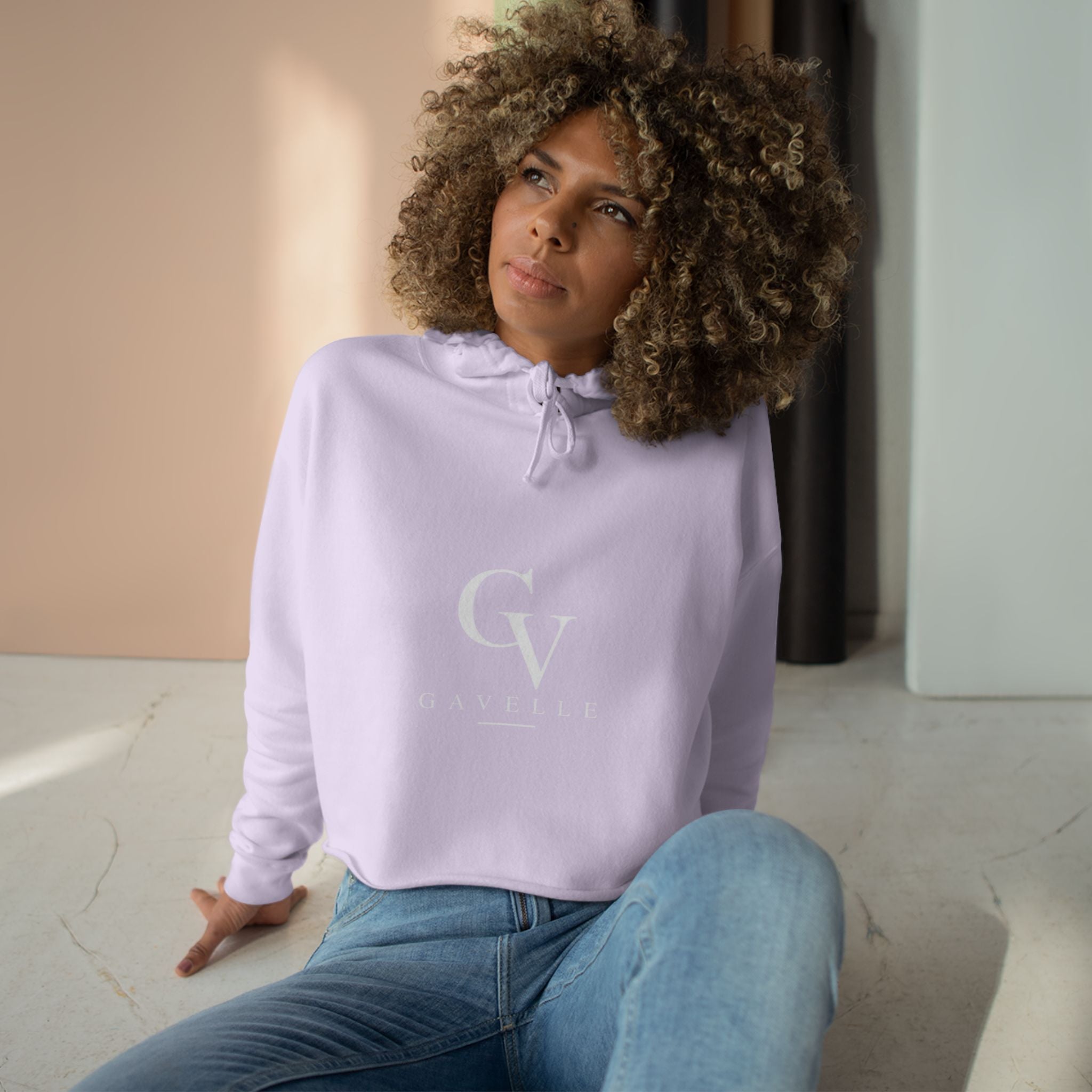 Cropped White Hoodie – Minimal CV Logo Crop Hoodie