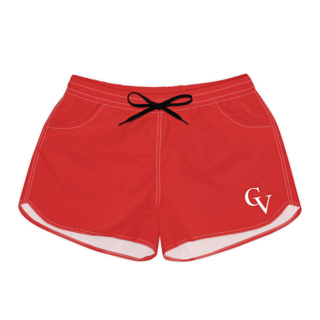 Red Casual Women's Shorts with GV Monogram