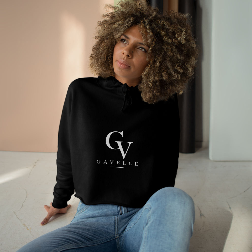 Cropped White Hoodie – Minimal CV Logo Crop Hoodie