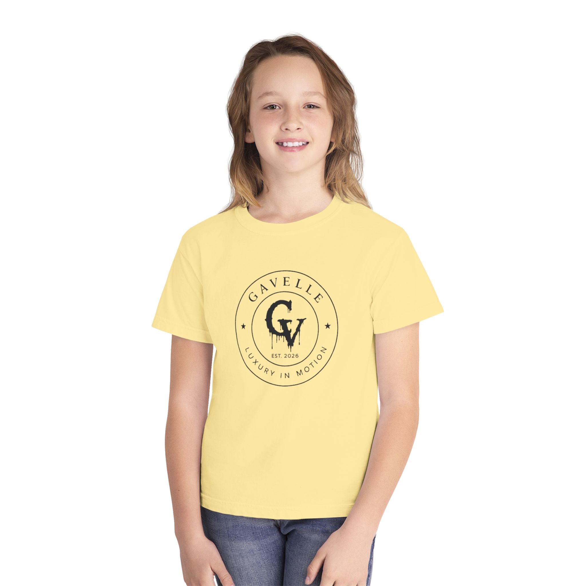 Gavelle Youth Tee — Classic Circular Logo "GV" Luxury in Motion