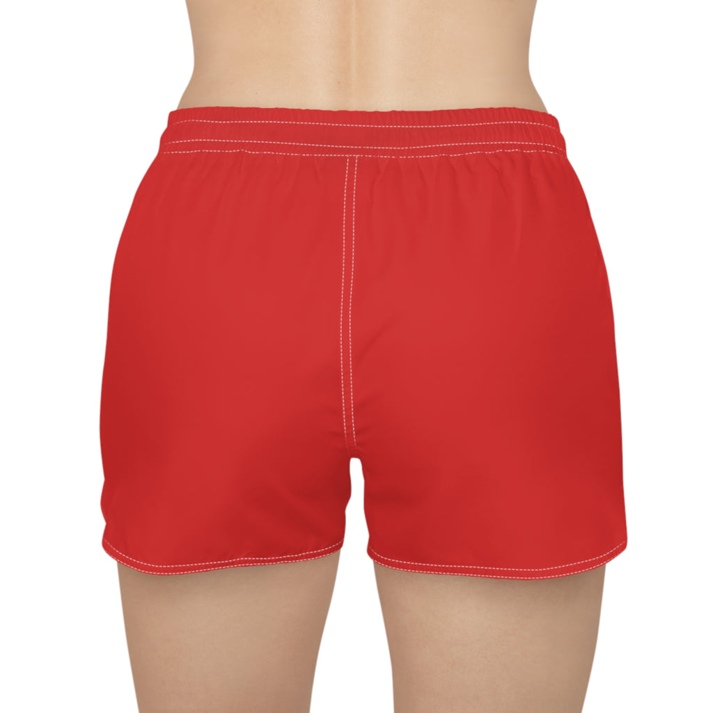 Red Casual Women's Shorts with GV Monogram
