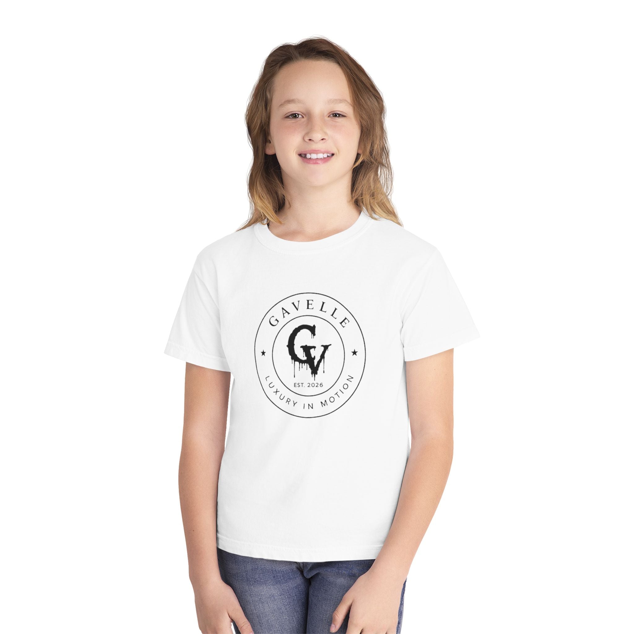 Gavelle Youth Tee — Classic Circular Logo "GV" Luxury in Motion