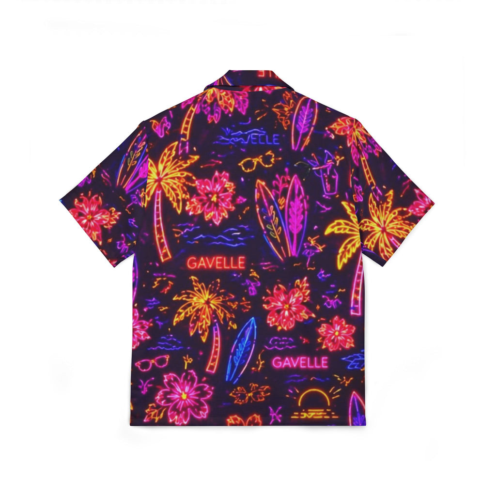 Neon Aloha Hawaiian Shirt — Men’s Tropical Camp Shirt with Surf & Palm Print