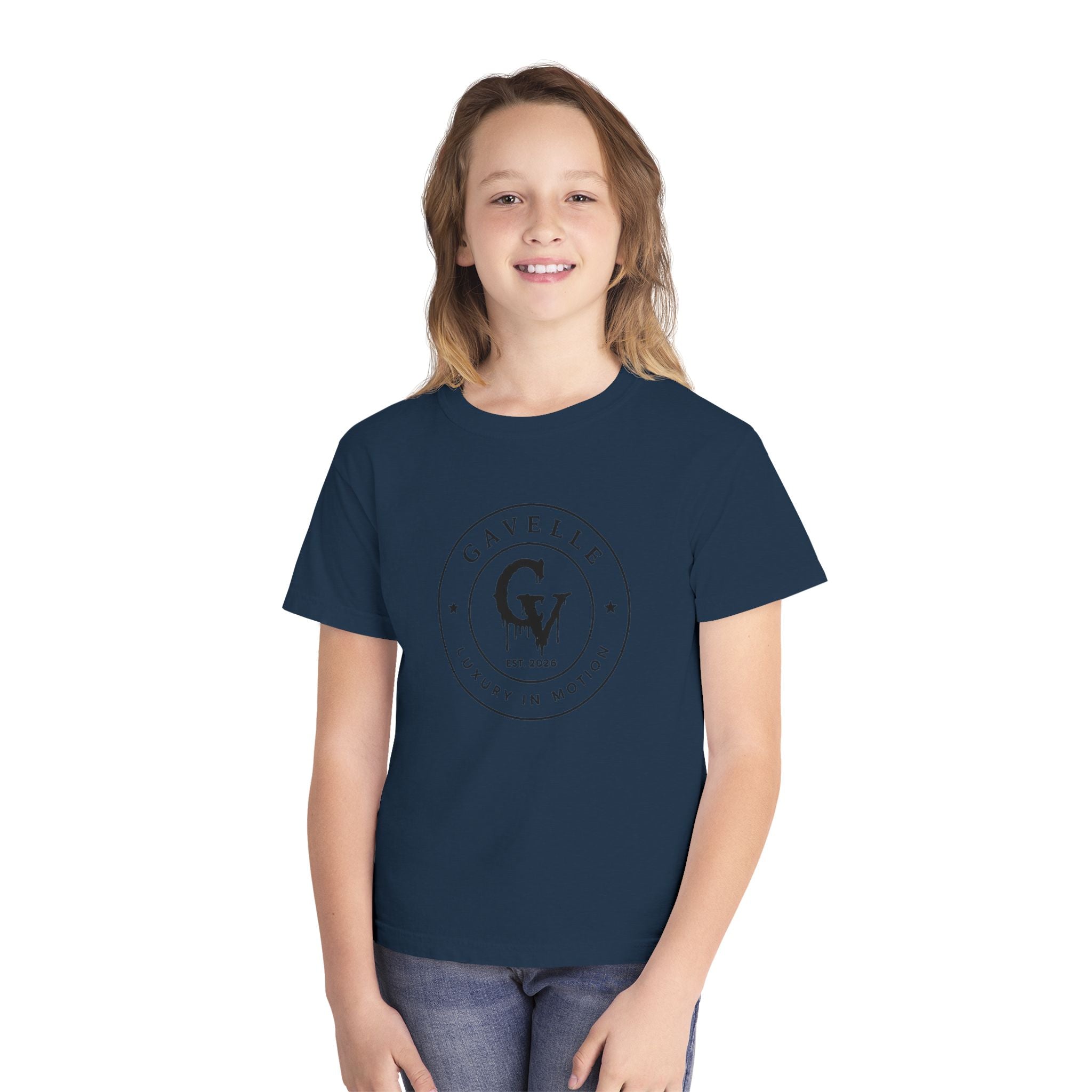 Gavelle Youth Tee — Classic Circular Logo "GV" Luxury in Motion